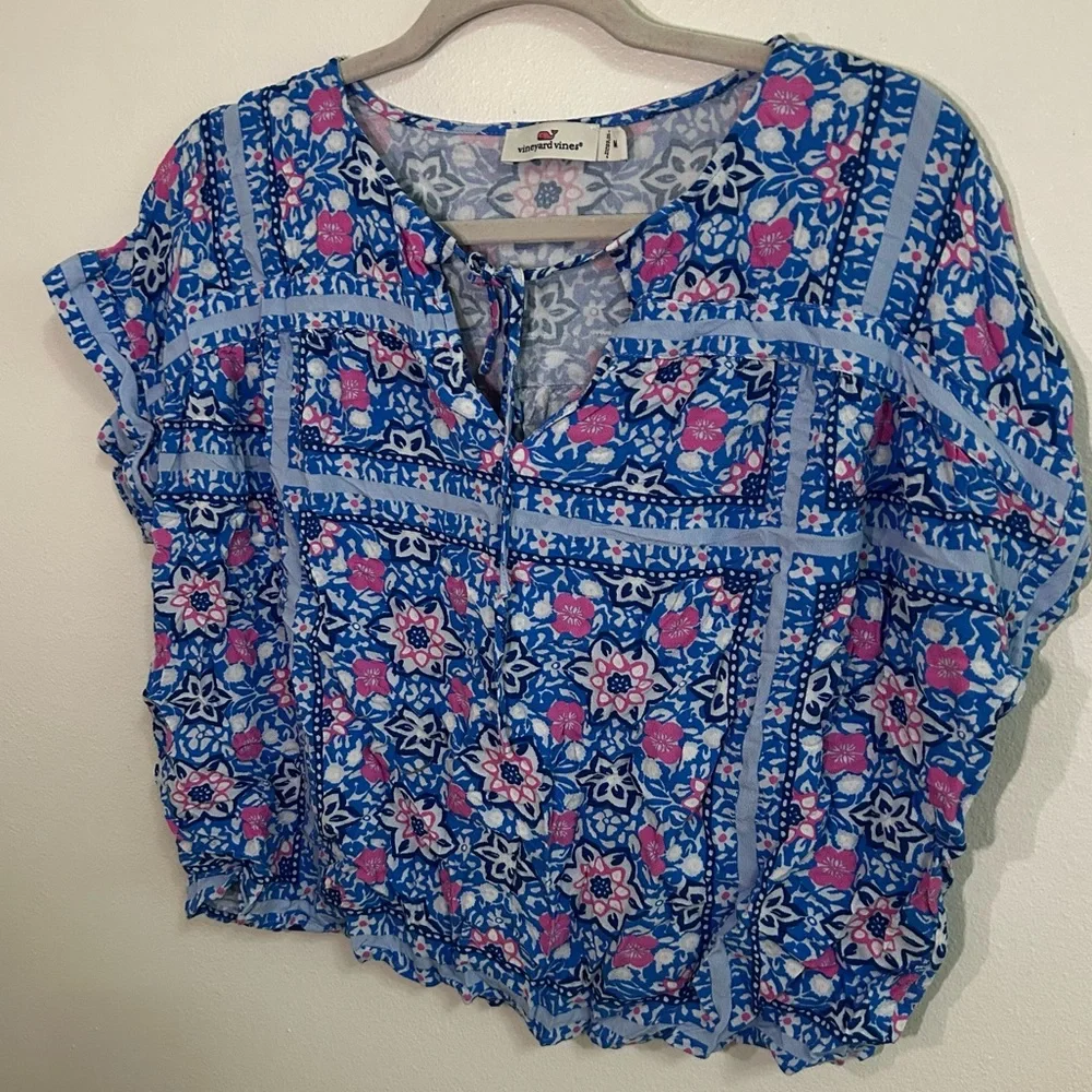 Vineyard Vines Bloom Scarf Print Top